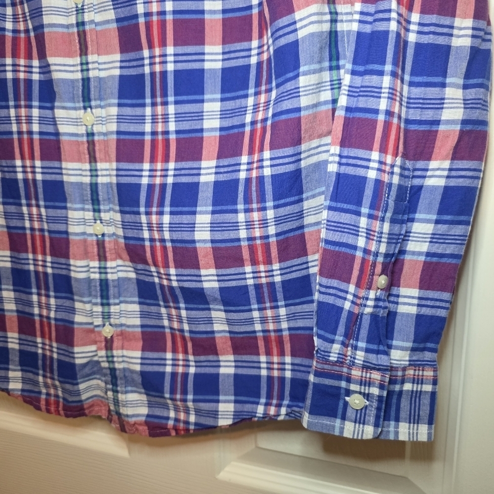 Vineyard Vines Boys Size Large Cotton Madras Plaid Button Up Shirt - Picture 4 of 10